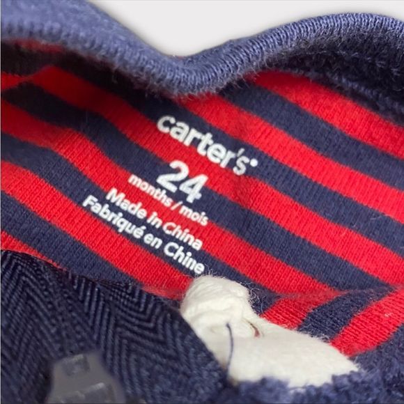 Carter's | 3/$15 Red Striped Racoon Sleeper - Picture 2 of 4